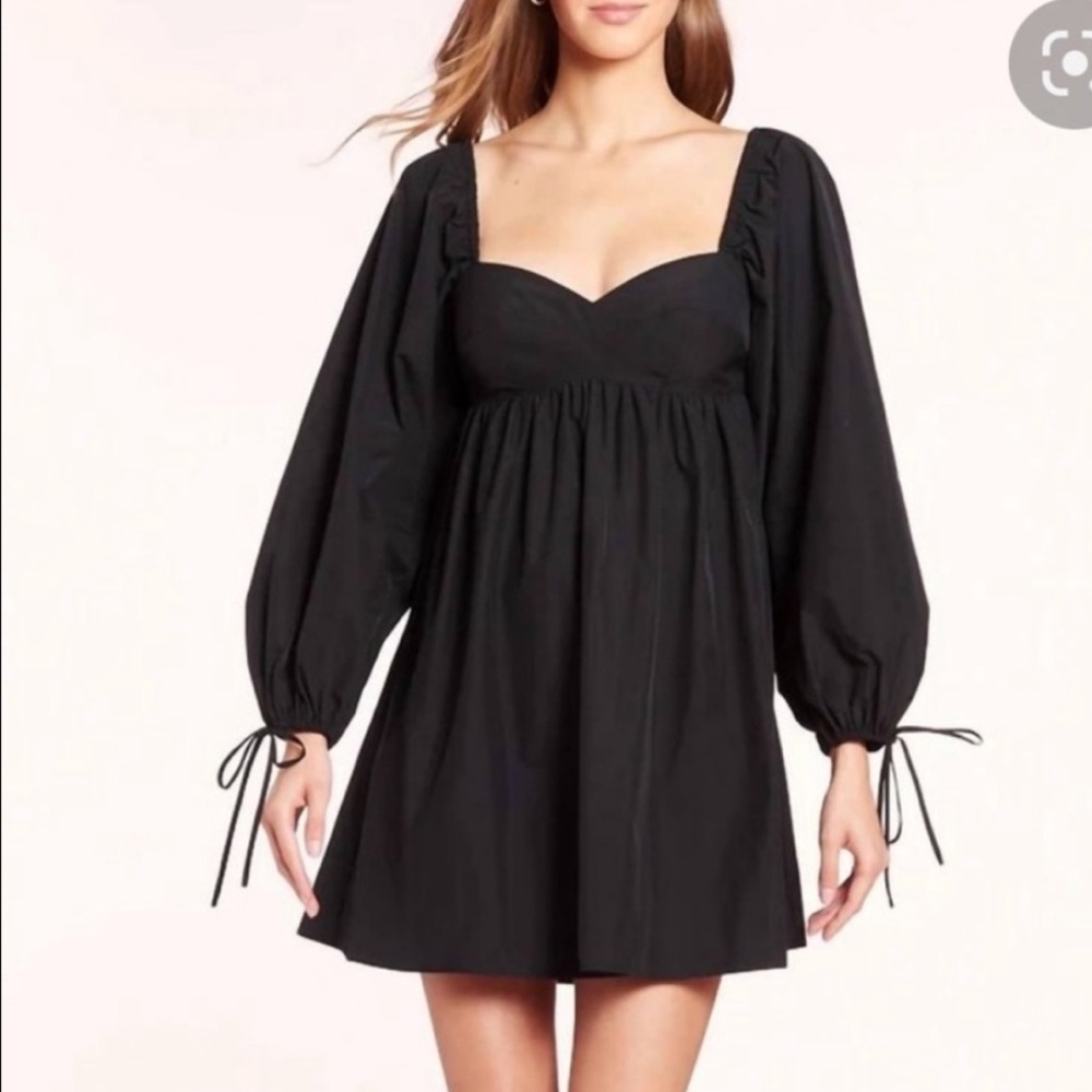 Black Amanda Uprichard Sicily Long Sleeve Mini Dress